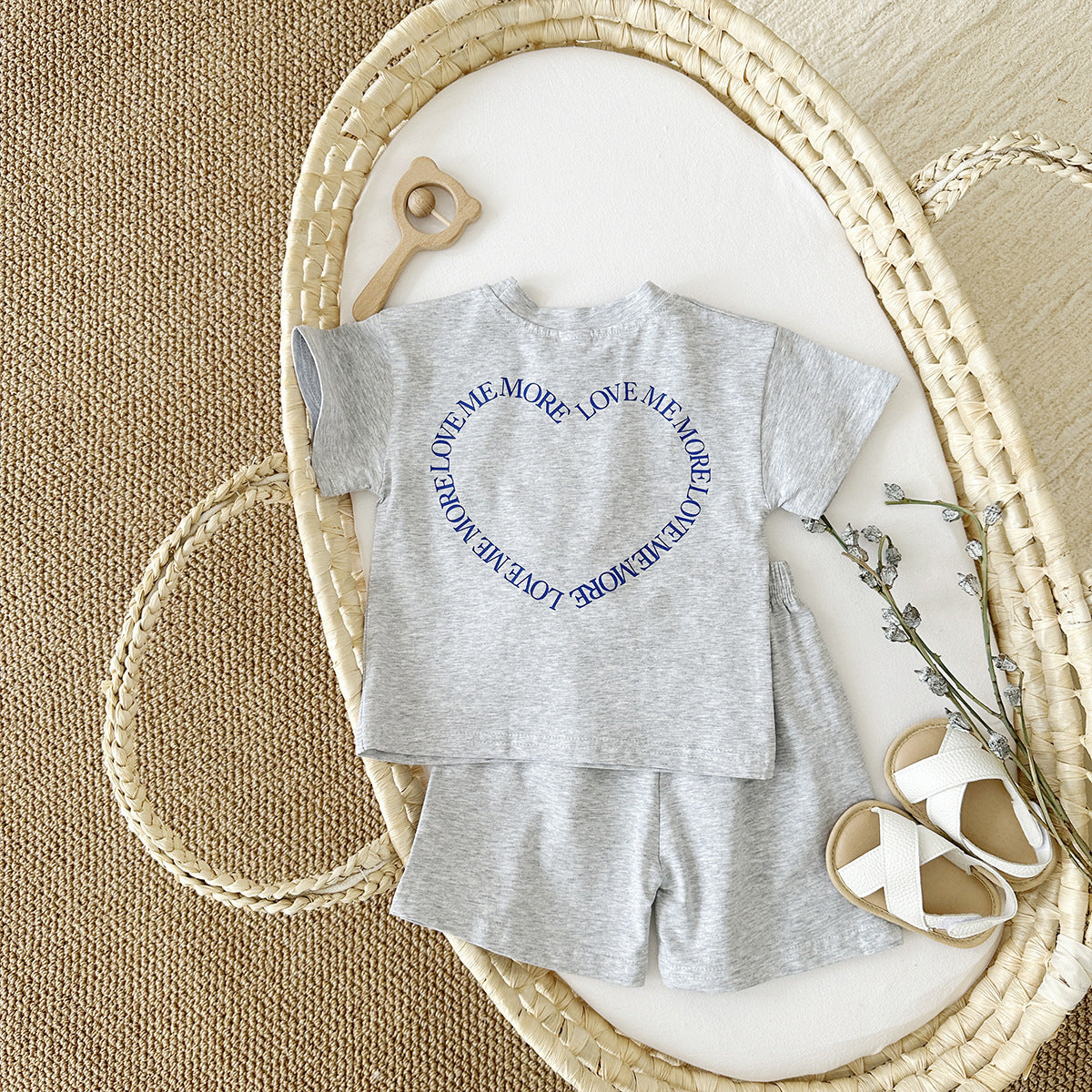 Heart Printing Short Sleeve Set
